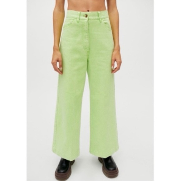 Urban Outfitters Denim - Urban Outfitters Wide Leg Lena Jeans Women’s 27 High Rise Faded Lime Green Wash